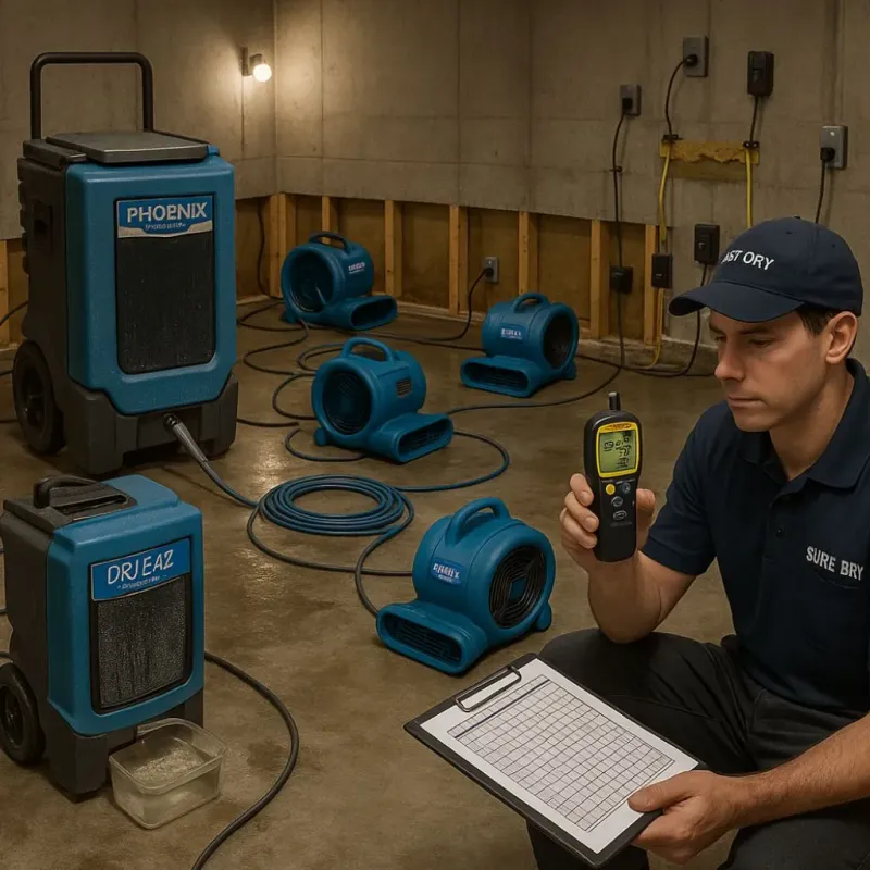 Structural Drying and Dehumidification process in Hahnville, LA